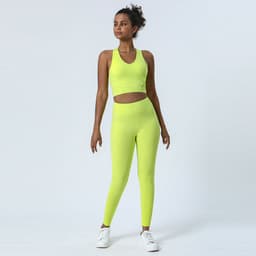 image-Women's High Waist Yoga Pants Set - Nude