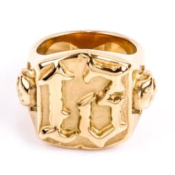 image-Mens Titanium Steel Ring Ghost Head Vintage Gold Plated Geometric Design