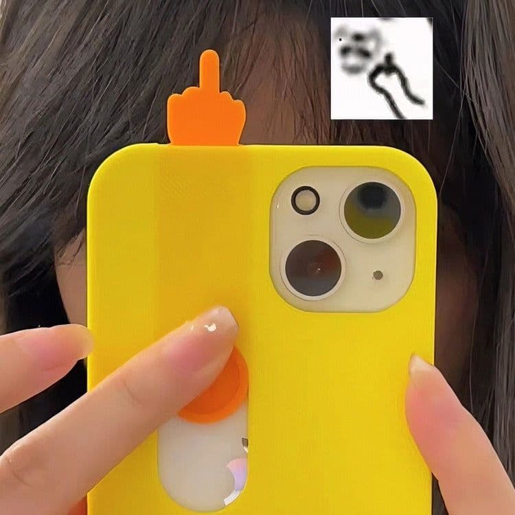image-Funny spoof 3D printing sliding middle finger mobile phone case toy Apple mobile phone case suitable for Apple iPhone15