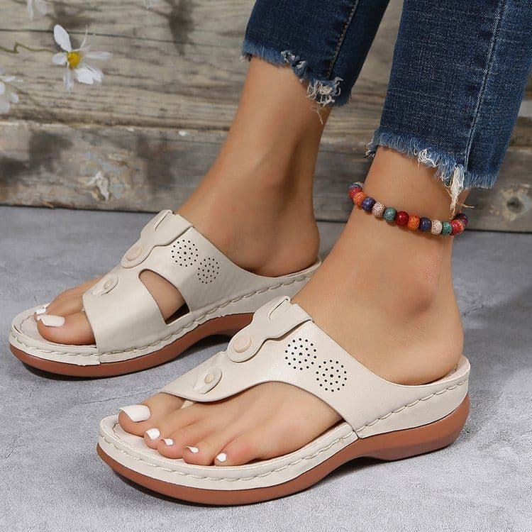 image-Leopard Print Split Toe Sandals Women Size 44