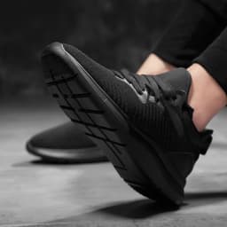 image-Men's Running Shoes - Black Low-top Mesh Breathable