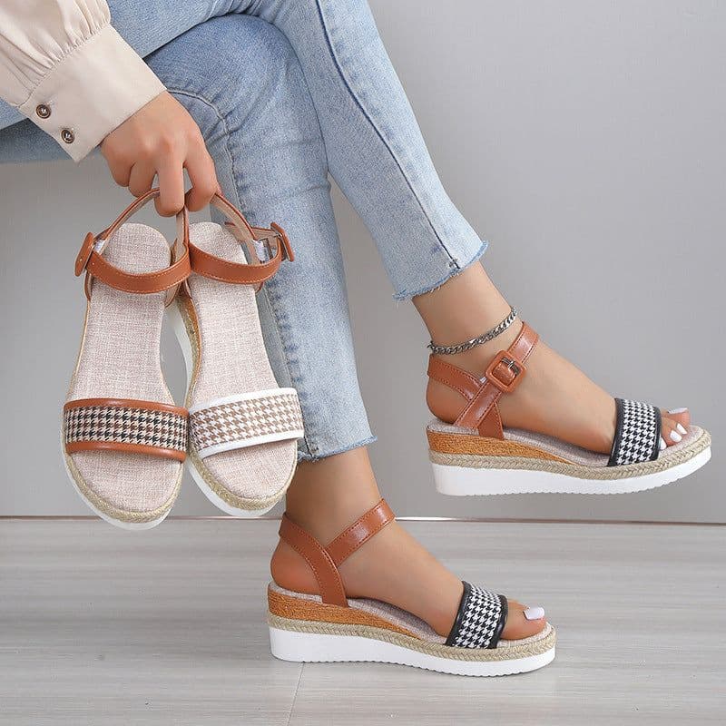 image-Strappy Sandals - Black Microfiber Size 42