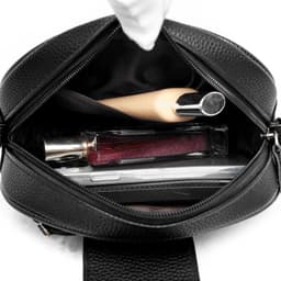 image-Genuine Leather Women's Crossbody Bag - Black Large Capacity 2023