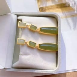 image-S925 Sterling Silver Hetian Jade Earrings Women