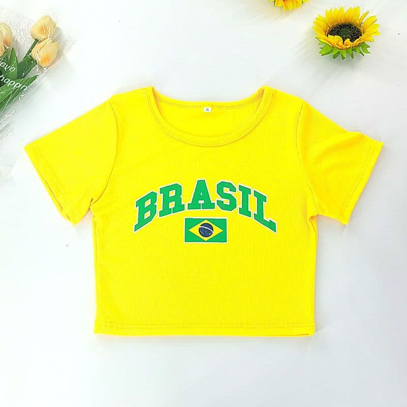 image-European American Y2K Blue Crop Top - Slim Fit