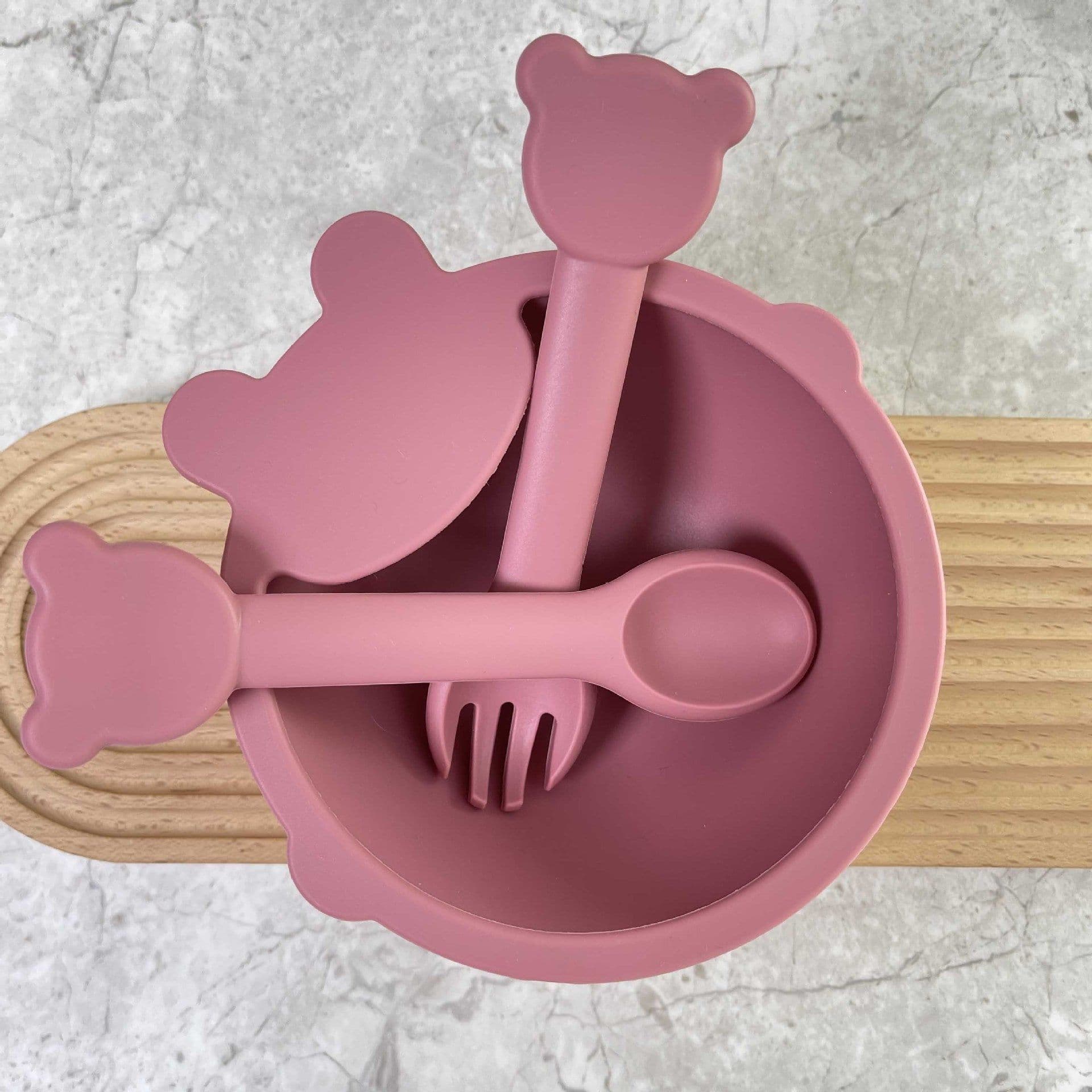 image-Baby Silicone Bowl Set - Fork & Spoon for 12+ Months