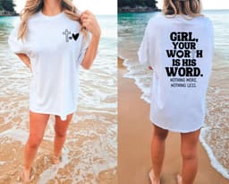 image-Cotton T-Shirt Women's Short Sleeve Brown XXL Loose