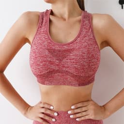 image-Dai Jiaoyi Pink Yoga Sports Bra with Chest Pad - XL, Nylon/Nylon