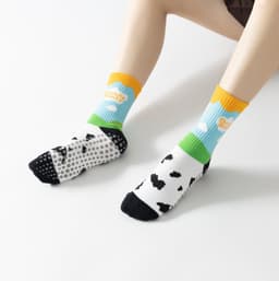 image-Women's Yoga Socks - Blue Sky Graffiti Cotton Calf