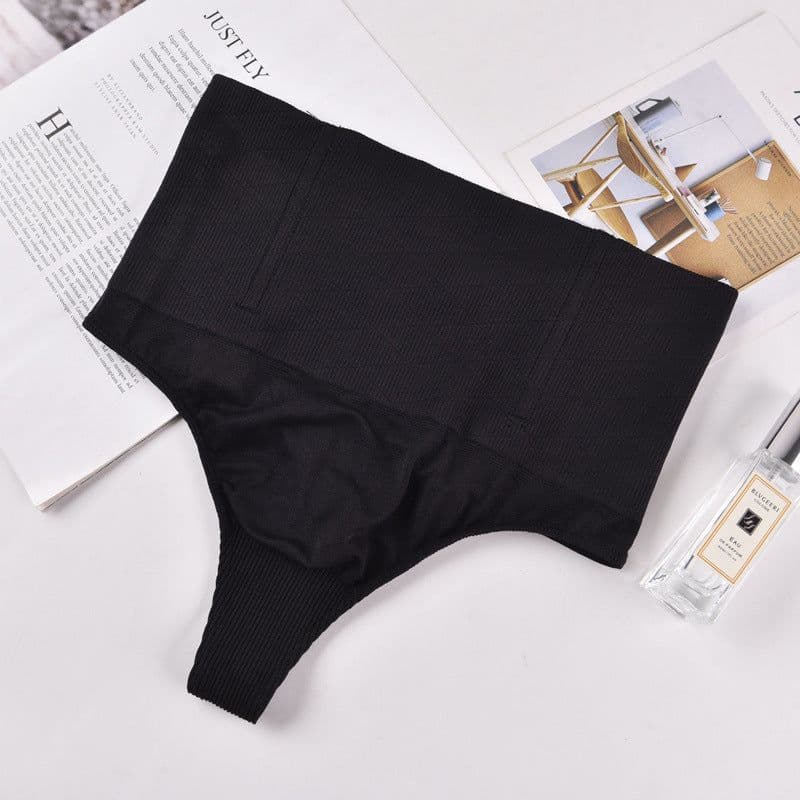 image-Women's High-Waist Shaping Thong - Nylon Seamless Tummy Control