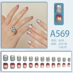 image-Winter fresh and simple pure lust style bride dance wear nails rainbow love rose fake nails wholesale