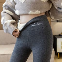 image-Zebina Lambskin Leggings Women - Grey 5XL Thick Warm