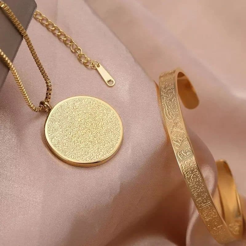 image-Boxiang Jewelry Stainless Steel Arabic Necklace Rose Gold