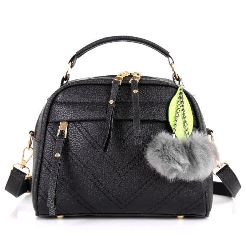 image-Women's Small Square PU Shoulder Bag - Black