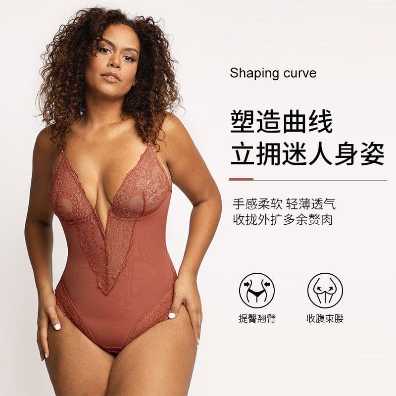 image-Sexy Hua Dai'er Lace Bodysuit - Black, Large Size, Shapewear