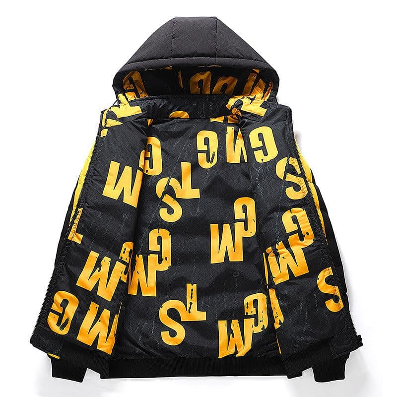 image-Men's Winter Cotton Puffer Jacket - Black Hooded 5XL