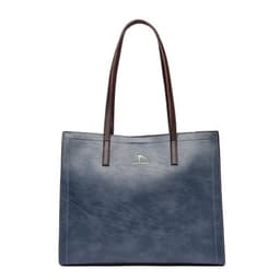 image-PU Tote Bag Women Blue European Retro