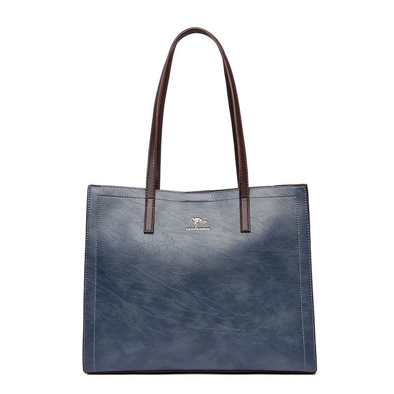 image-PU Tote Bag Women Blue European Retro