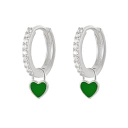 image-S925 Heart-Shaped Earrings - Platinum-White Oil Drop