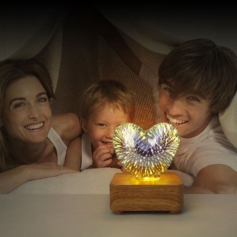 image-Yikexin LED 3D Firework Night Light - Heart-shaped USB