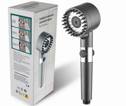 image-Shower Head Set with Handheld Bracket - Gray ABS
