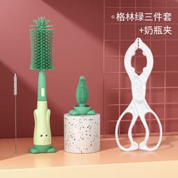 image-Silicone Bottle Brush Set - Baby Pacifier & Straw Cleaning Rotating Brush