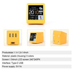 image-BeFunS Smart Weather Station - Pink 45*45*60 WIFI Clock