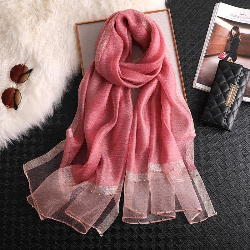 image-Beach Sunscreen Beading Scarf - Women 65*185cm, Thin Wool Blend Shawl (65 characters)