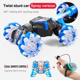 image-Remote Control Stunt Car - White Orange Lights Music