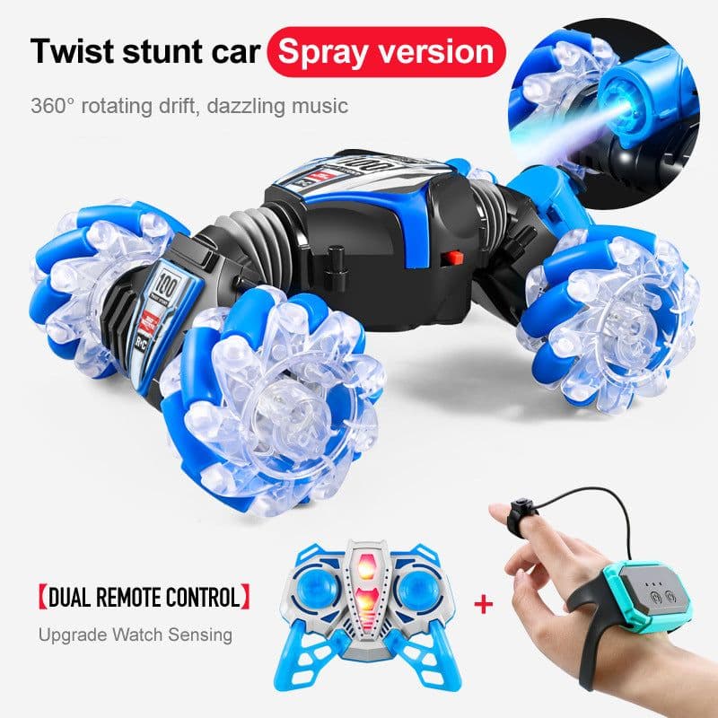 image-Remote Control Stunt Car - White Orange Lights Music