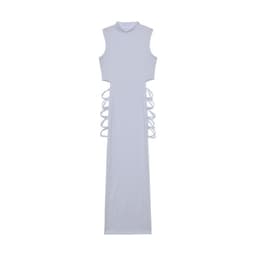 image-Women's Midi Skirt - Beige Lace-Up Sleeveless