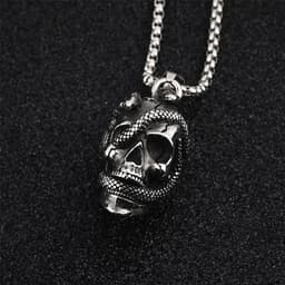 image-Titanium Steel Skull Snake Pendant Necklace
