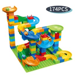 image-Manufacturer's supply Cross-border 504PC variable rail slide ball building blocks DIY large particle ball slide building block table