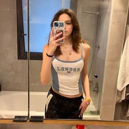 image-European American Y2K Blue Crop Top - Slim Fit
