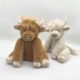 image-Little Huba Highland Cow Plush Doll - Brown 25cm