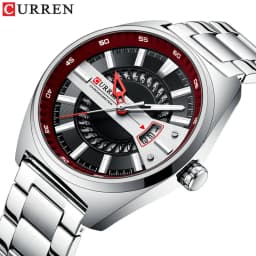image-Curren 8403 Mens Watch Calendar Stainless Steel Band Quartz
