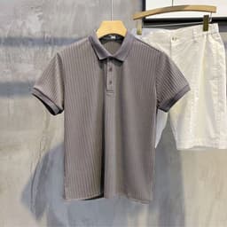image-Trendy POLO Shirt Men's Short Sleeve 2023 Black White Gray Green