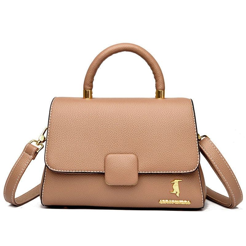 image-Genuine Leather Shoulder Bag - Brown Square
