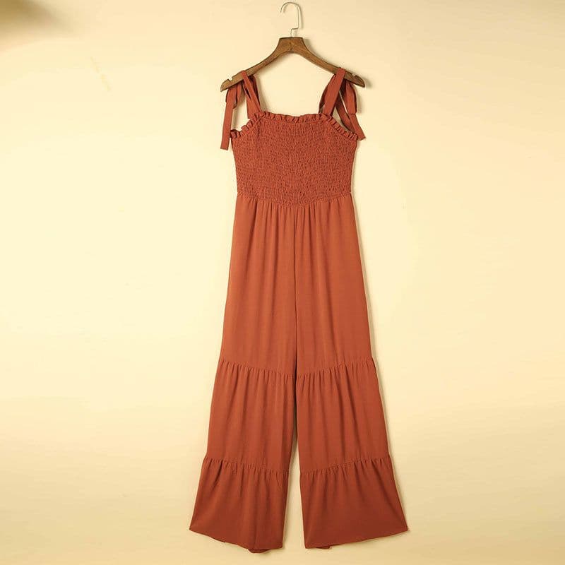 image-Shi Ying Apricot Wide-Leg Jumpsuit - Sleeveless 2XL High Waist