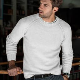 image-Men's Acrylic Knit Sweater - Yellow Crew Neck