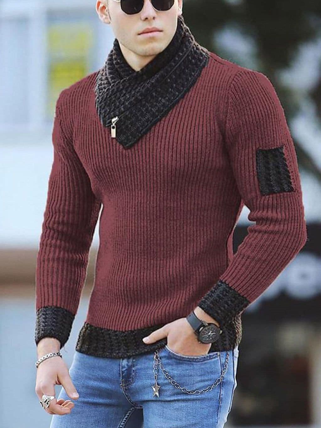 image-XIANGNIAN Men's Sweater Pullover - Dark Gray XXXL