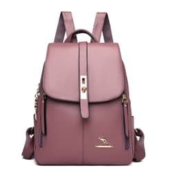 image-Women's Backpack - Black Soft PU Leather Waterproof