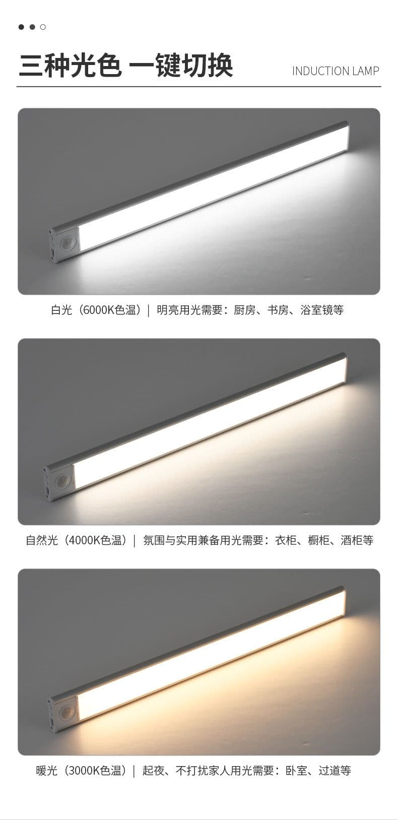 image-Ultra-thin intelligent human body sensor lamp rechargeable long magnetic self-adhesive led wine cabinet cabinet wardrobe light strip light strip