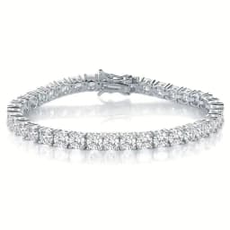 image-18K Gold Zircon Tennis Bracelet - White 8.5"