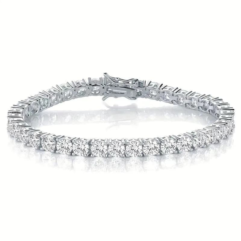 image-18K Gold Zircon Tennis Bracelet - White 8.5"