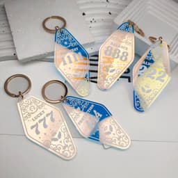 image-Acrylic Diamond Keychain - Color Changing Laser Pendant