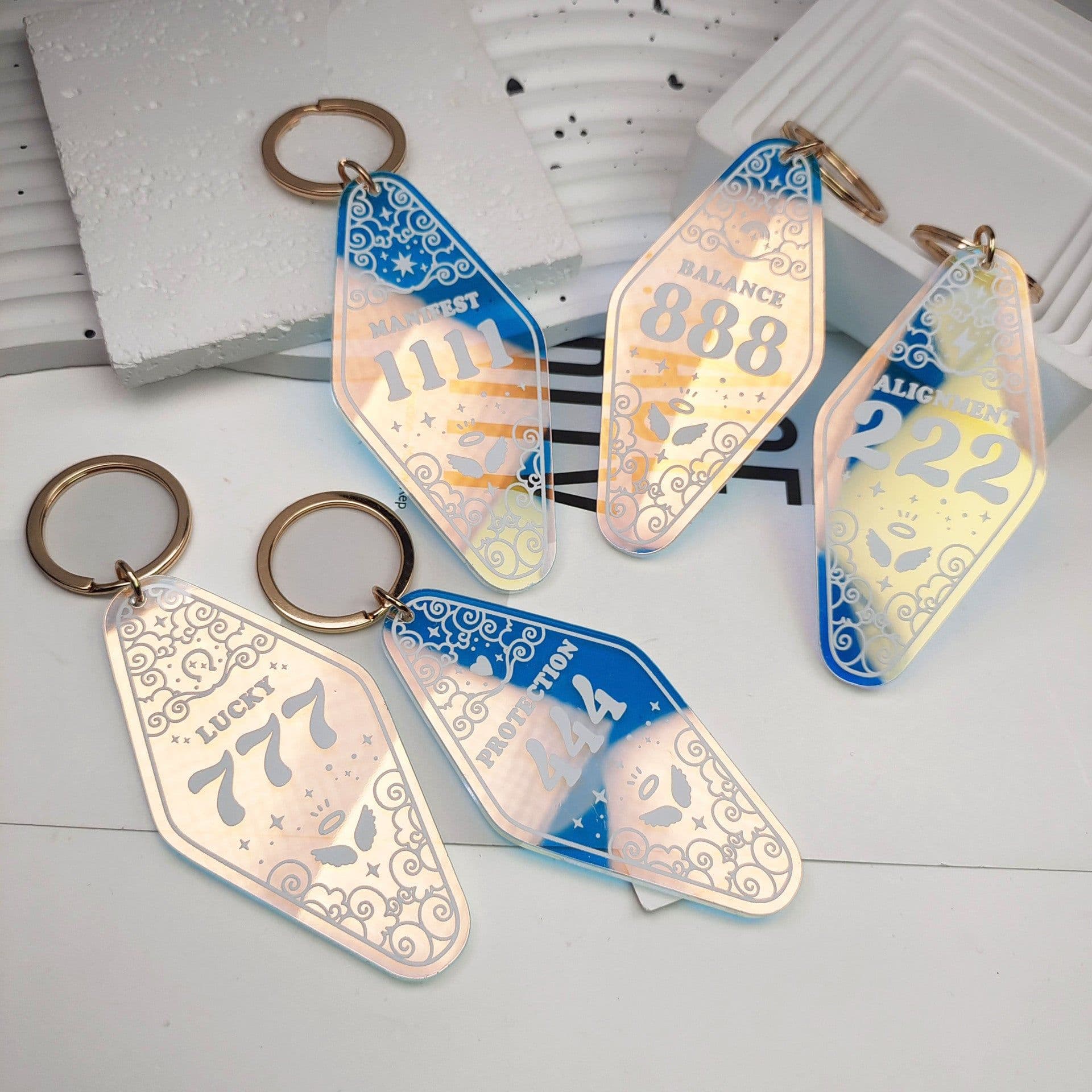 image-Acrylic Diamond Keychain - Color Changing Laser Pendant