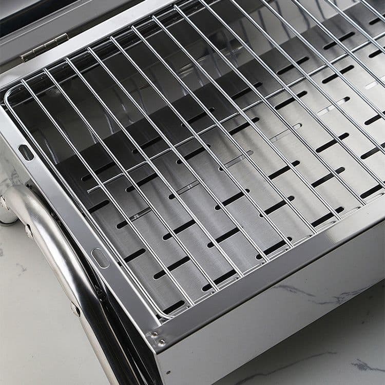 image-Blue Print Charcoal Barbecue Oven - Stainless Steel Portable