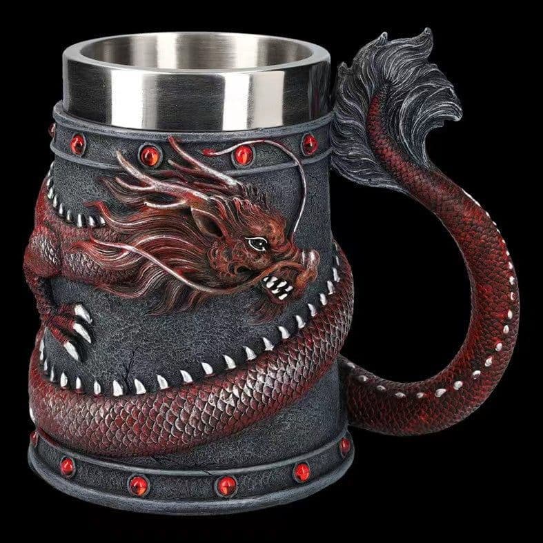 image-Bohong Golden Dragon Goblet Beer Mug, 128ml Stainless Steel