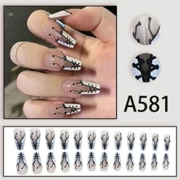 image-Winter fresh and simple pure lust style bride dance wear nails rainbow love rose fake nails wholesale